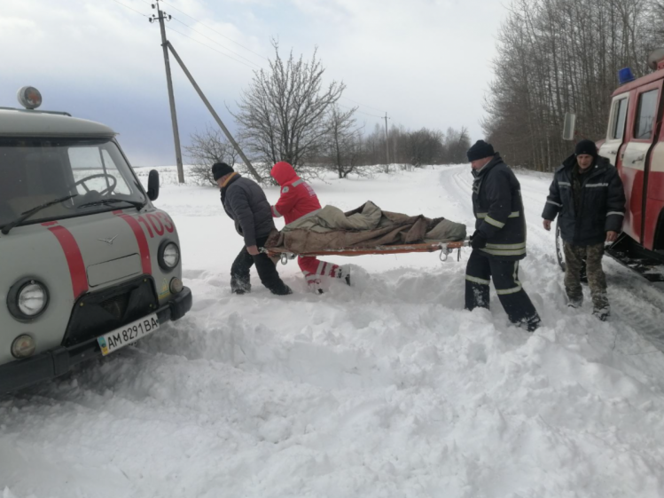 Снігопад на Житомирщині хвору дівчину везли кіньми